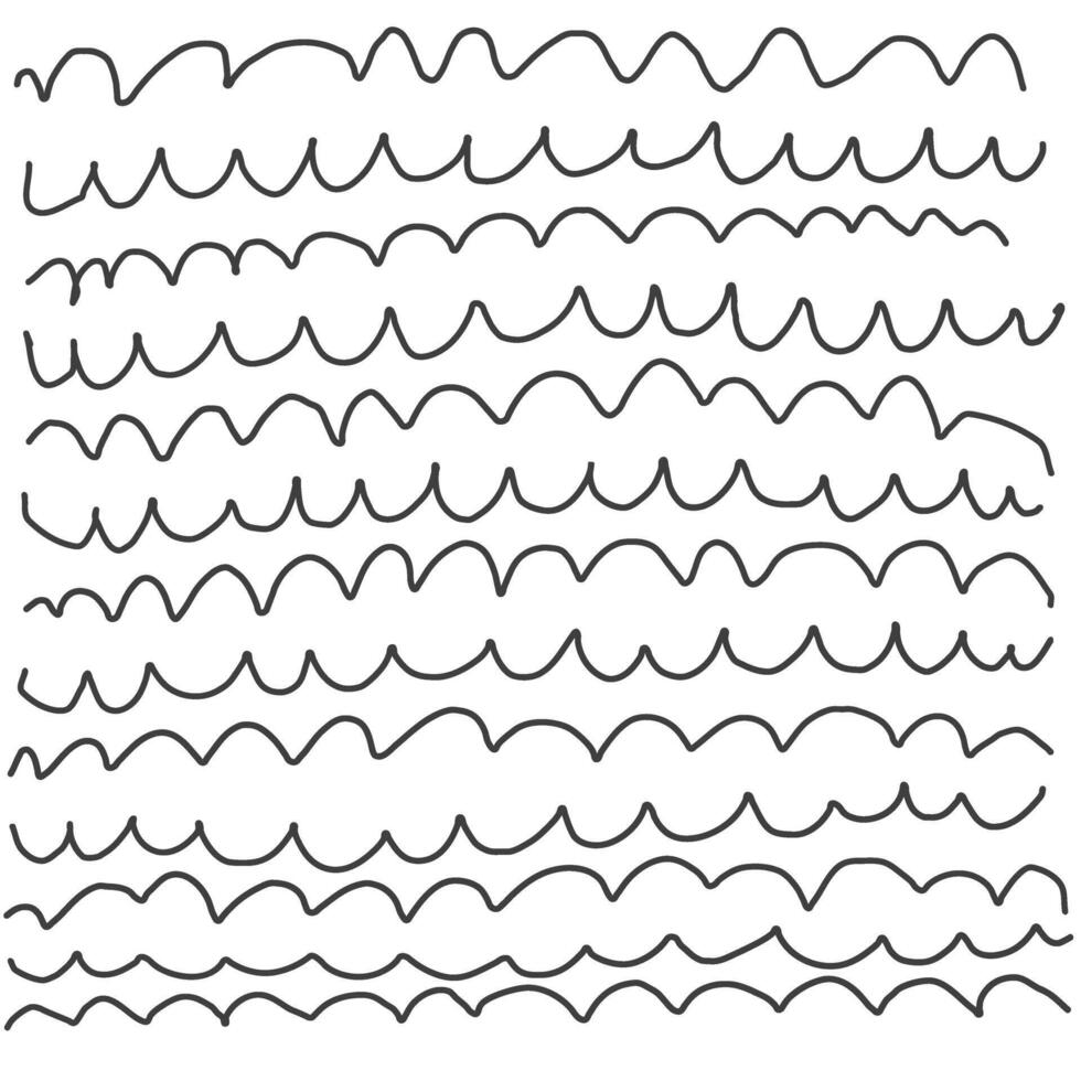 vågig kontinuerlig rader med annorlunda amplituder. abstrakt vektor horisontell svart vågig slag.