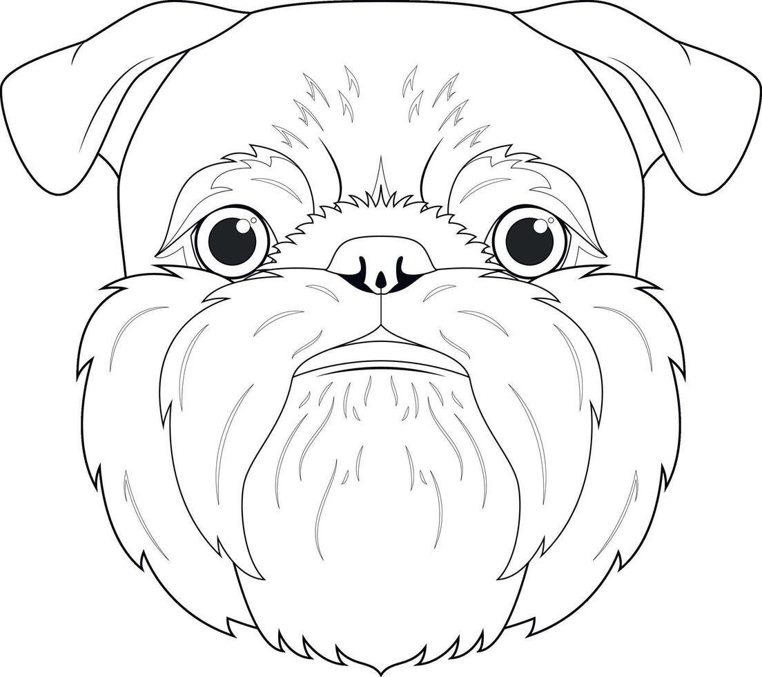 Brüssel Griffon Hund einfach Färbung Karikatur Vektor Illustration. isoliert auf Weiß Hintergrund