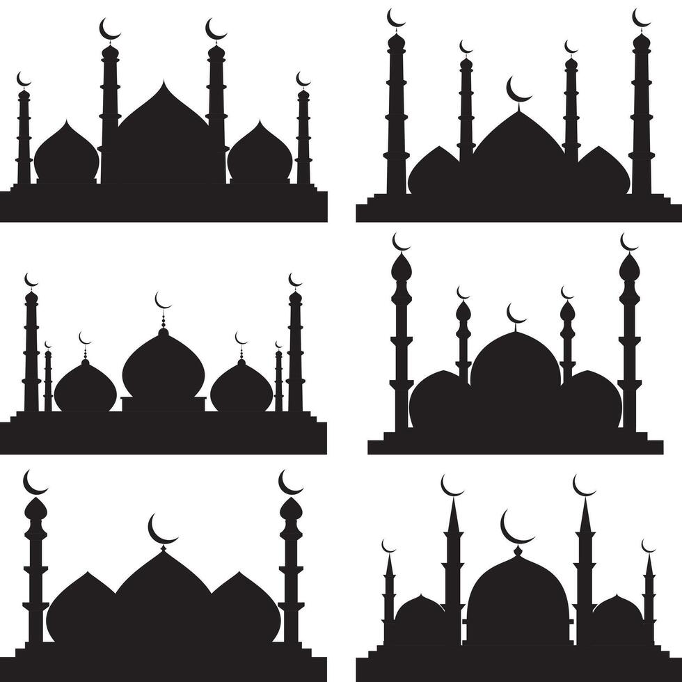 Moschee Silhouette, einstellen von Moschee Vektor