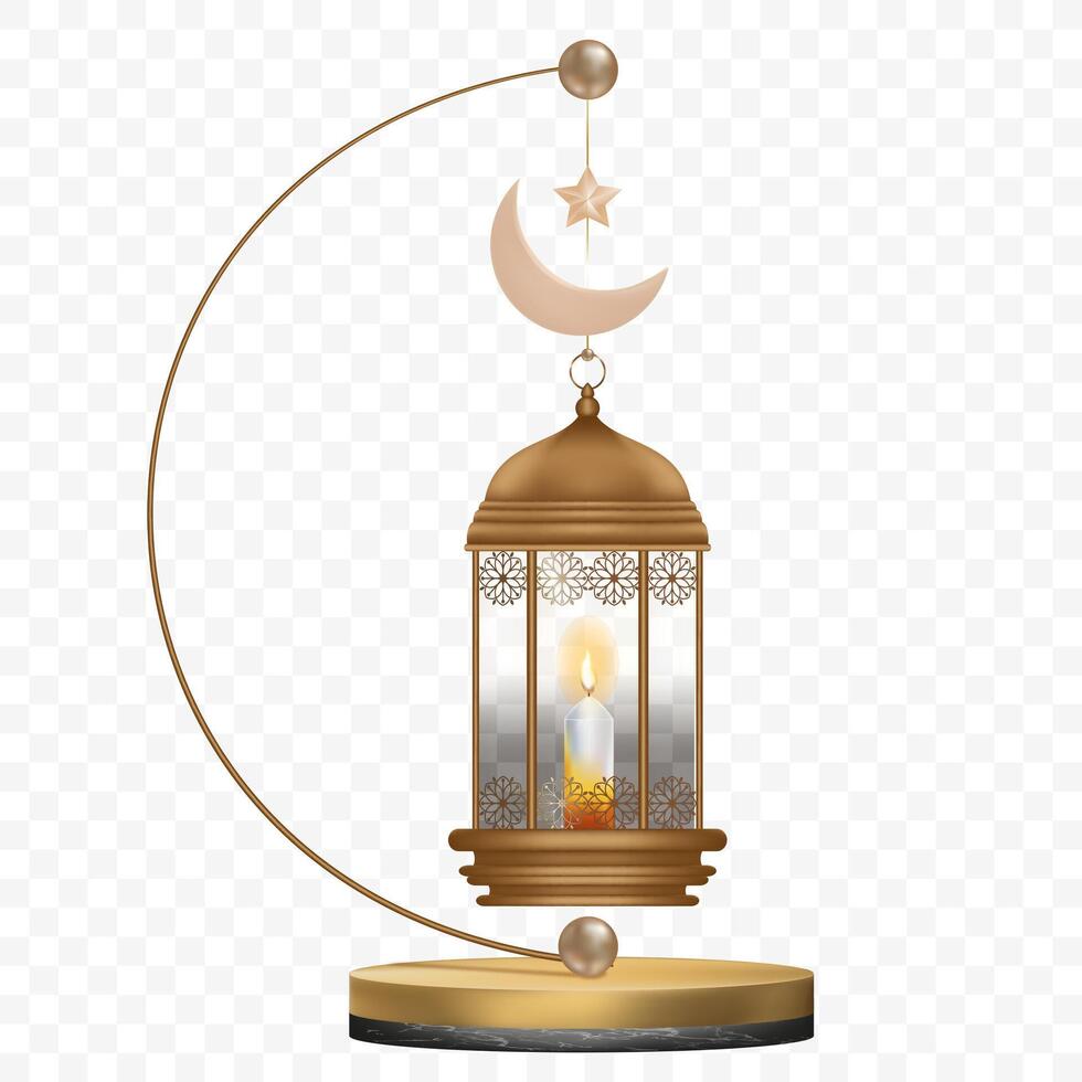 islamic lykta med ljus isolerad, guld årgång lysande lykta arabicum lysande lamps.vector 3d lampa, element design för ramadan kareem, eid mubarak, eid al fitr,eid Adha vektor