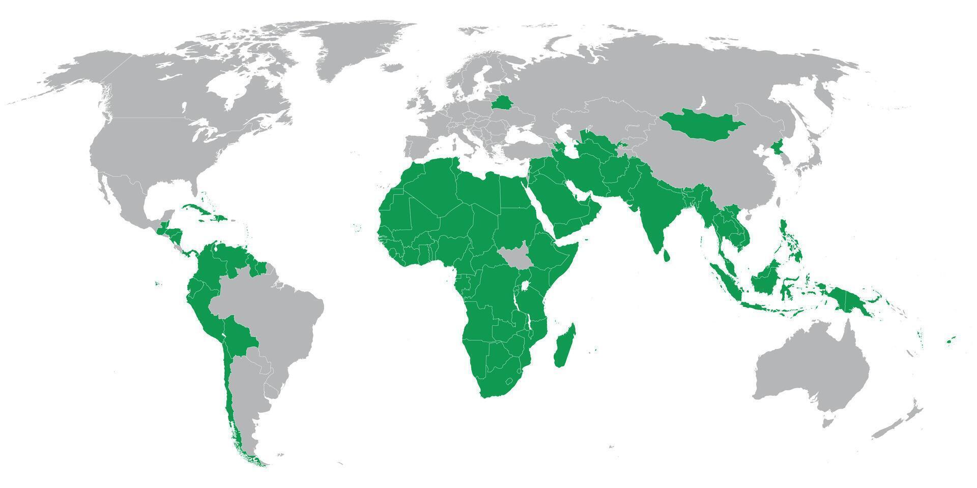 alliansfri rörelse medlem stater på Karta av de värld vektor