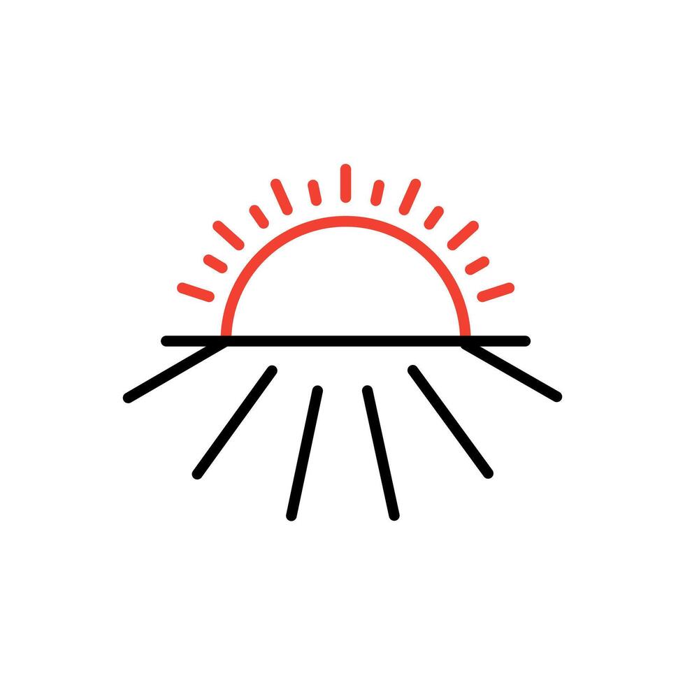 Sonnenaufgang Symbol. Sommer- Wetter Symbol, Horizont Logo Illustration. Vektor Grafik isoliert Weiß Hintergrund.