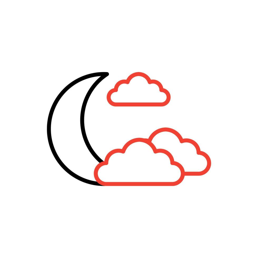 Mond und Wolke Vektor Symbol.cressentmoon Himmel Nacht Symbol im modisch Stil isoliert auf Weiß Hintergrund. Webseite Piktogramm. Internet Symbol zum Ihre Netz Seite? ˅ Design, Logo, Anwendung, ui.