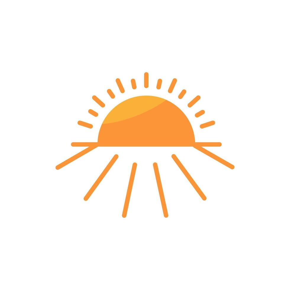 Sonnenaufgang Symbol. Sommer- Wetter Symbol, Horizont Logo Illustration. Vektor Grafik isoliert Weiß Hintergrund.