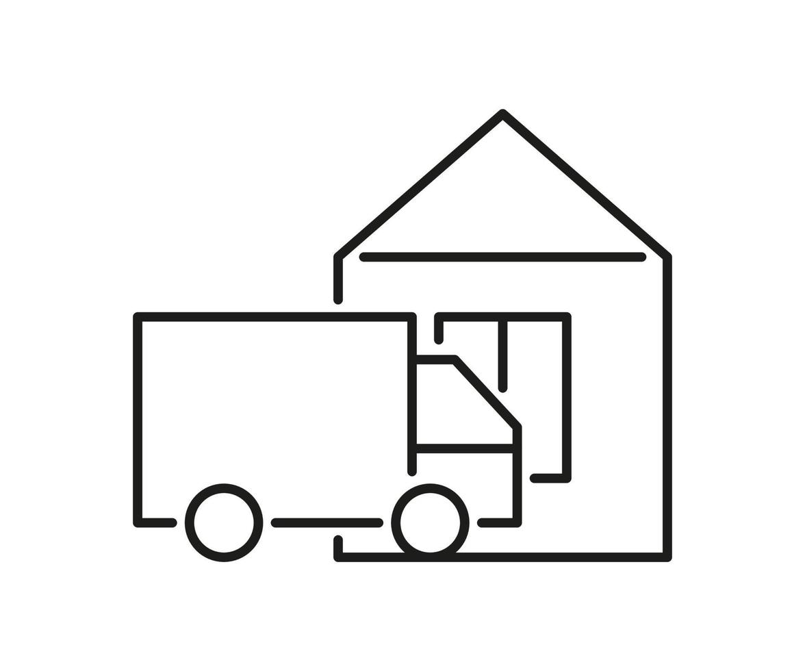 Hauslieferwagen-Symbol. LKW Auftrag zum Haus senden. Vektor-Illustration vektor