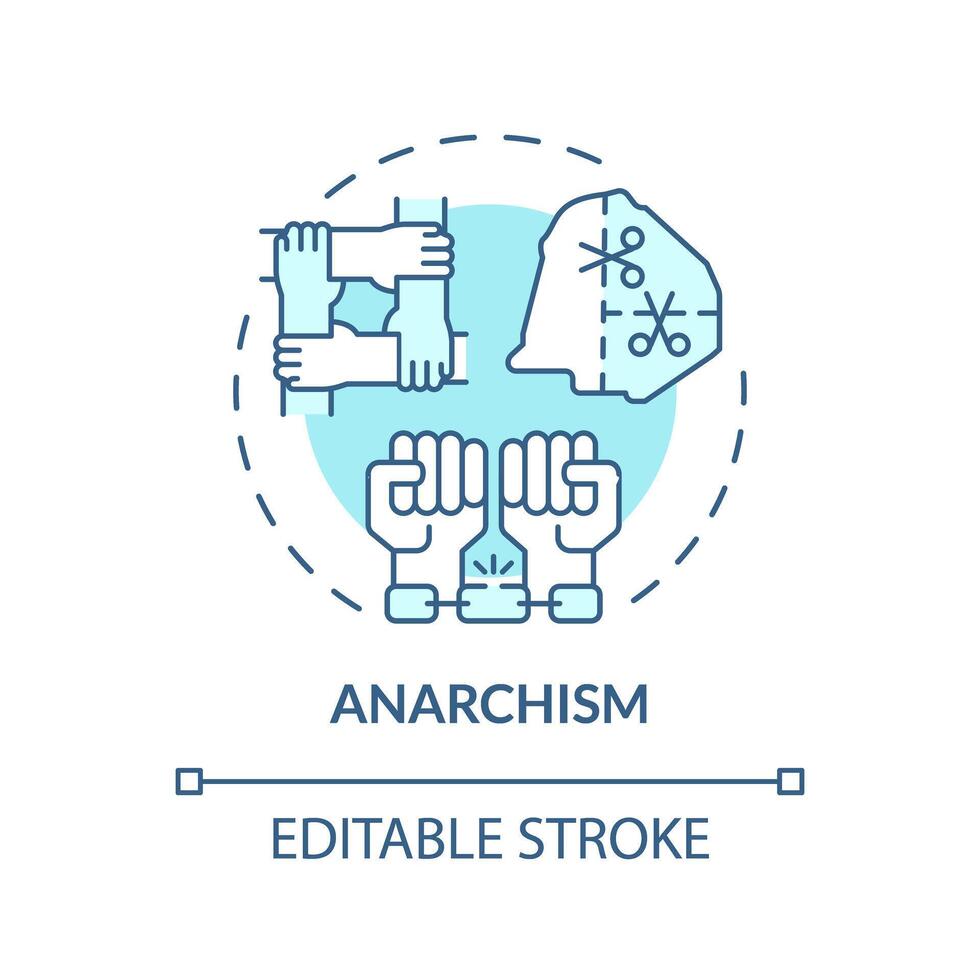 anarkism politisk rörelse mjuk blå begrepp ikon. decentralisering politik. klasslös autonomi. enskild frihet. runda form linje illustration. abstrakt aning. grafisk design. lätt till använda sig av vektor