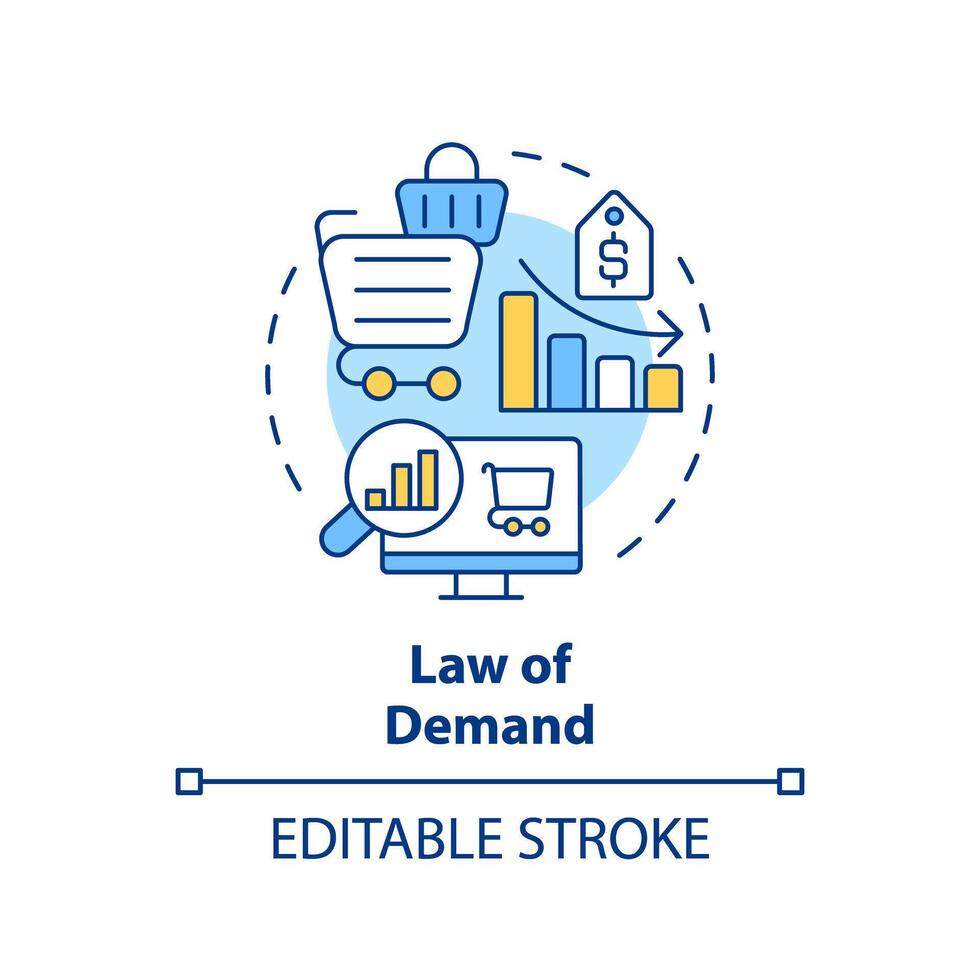 lag av efterfrågan mång Färg begrepp ikon. relation mellan pris och kvantitet krävde. mikroekonomiska. runda form linje illustration. abstrakt aning. grafisk design. lätt till använda sig av i broschyr marknadsföring vektor