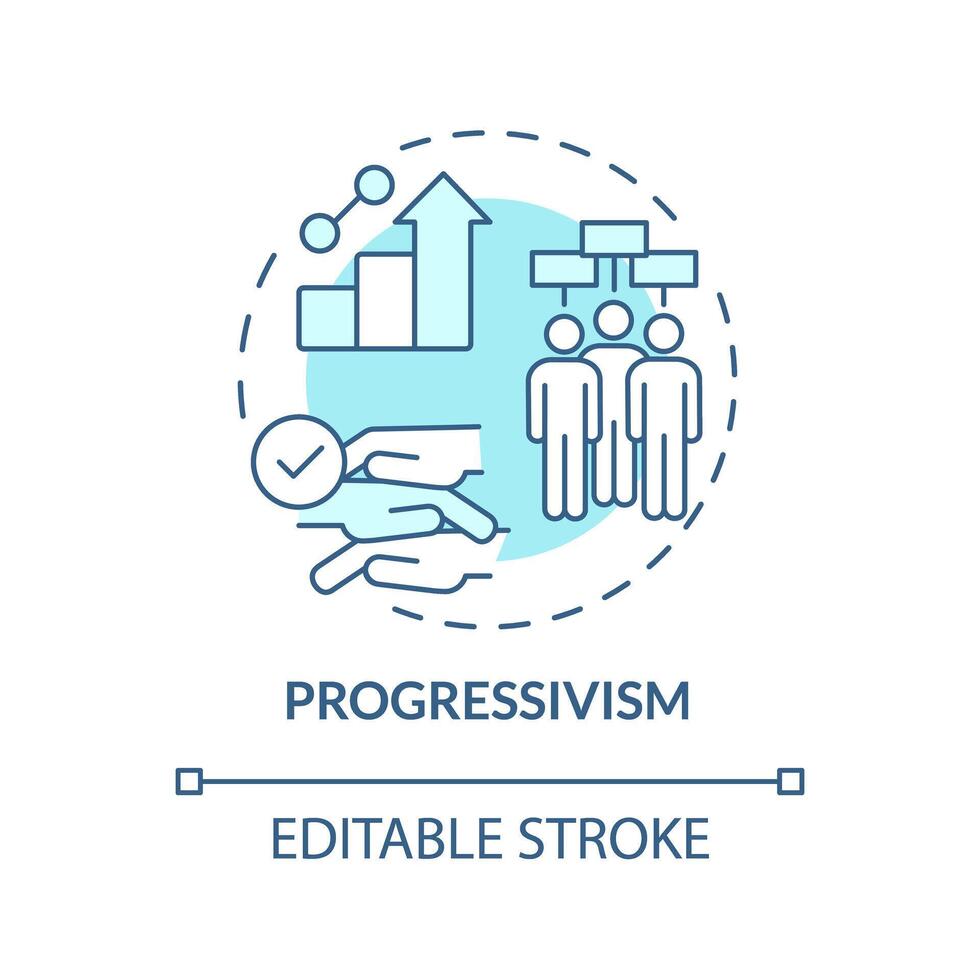 Progressivismus Ideologie Sanft Blau Konzept Symbol. Mensch Rechte. Sozial Institution, Regel von Gesetz. Verfassung Behörde. runden gestalten Linie Illustration. abstrakt Idee. Grafik Design. einfach zu verwenden vektor