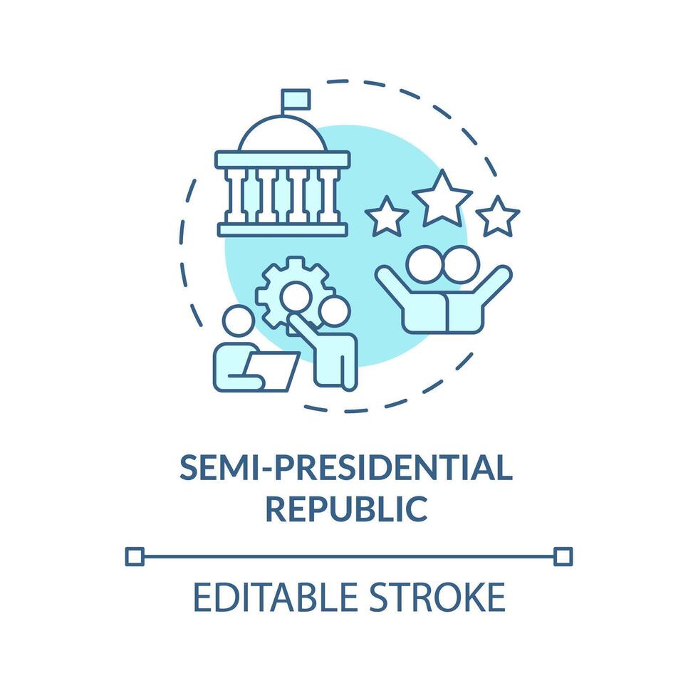 semipresidentval republik mjuk blå begrepp ikon. president, parlamentarisk strukturera. statlig regering politik. runda form linje illustration. abstrakt aning. grafisk design. lätt till använda sig av vektor