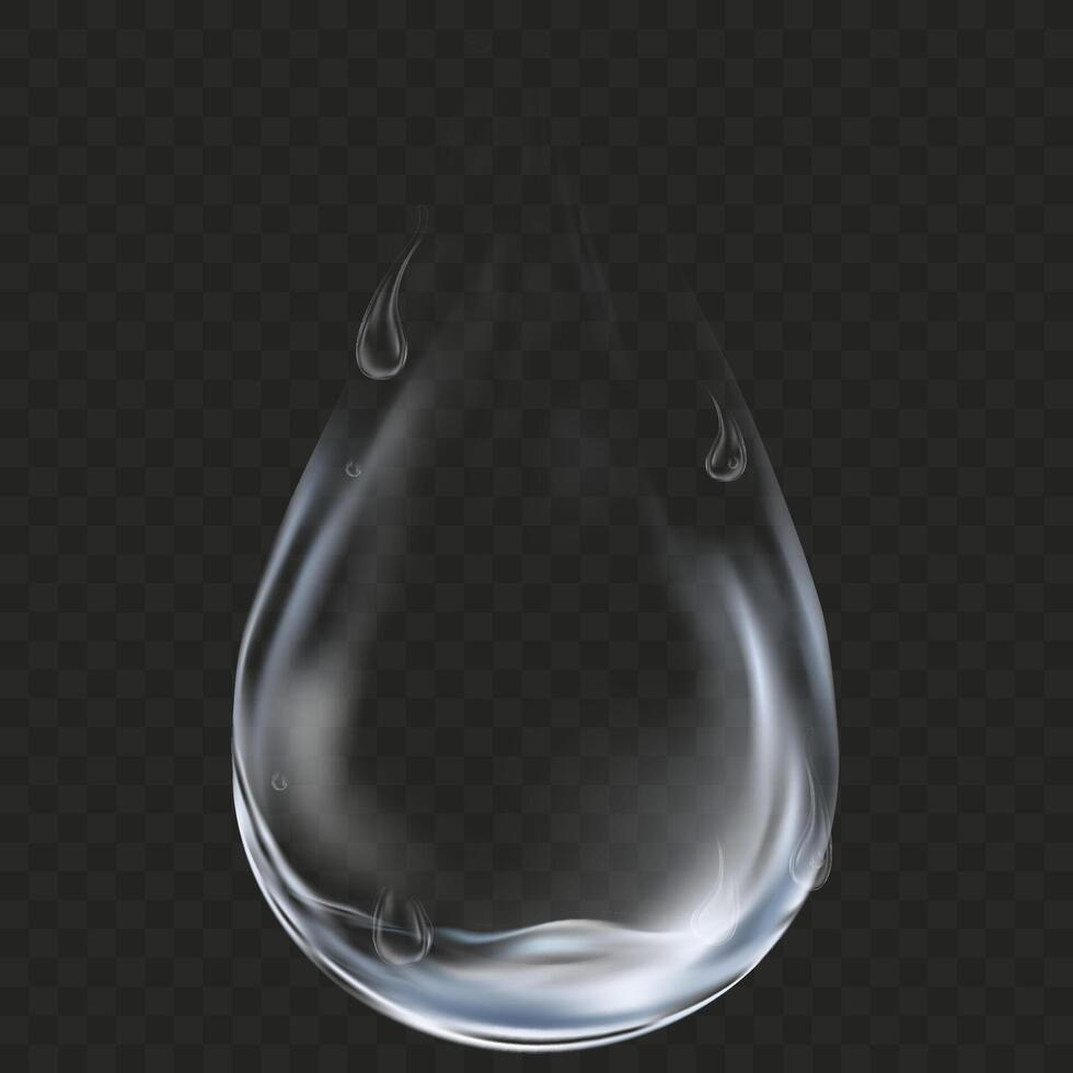 vatten droppar, realistiskt 3d regn transparent liten droppe form faller, fress rena släppa av aqua droppande på transparent bakgrund, vektor illustration släppa vatten