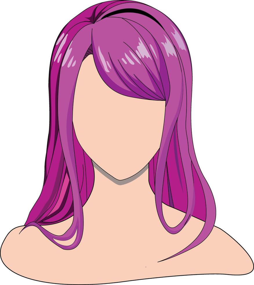 Anime Mädchen Haar isoliert auf Weiß Hintergrund Rosa Farbe Vektor Illustration