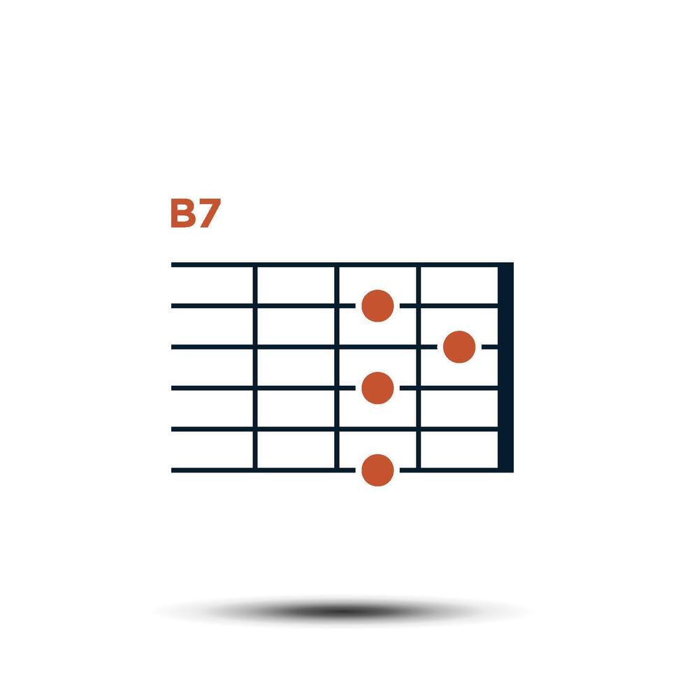 b7, Basic Gitarre Akkord Diagramm Symbol Vektor Vorlage