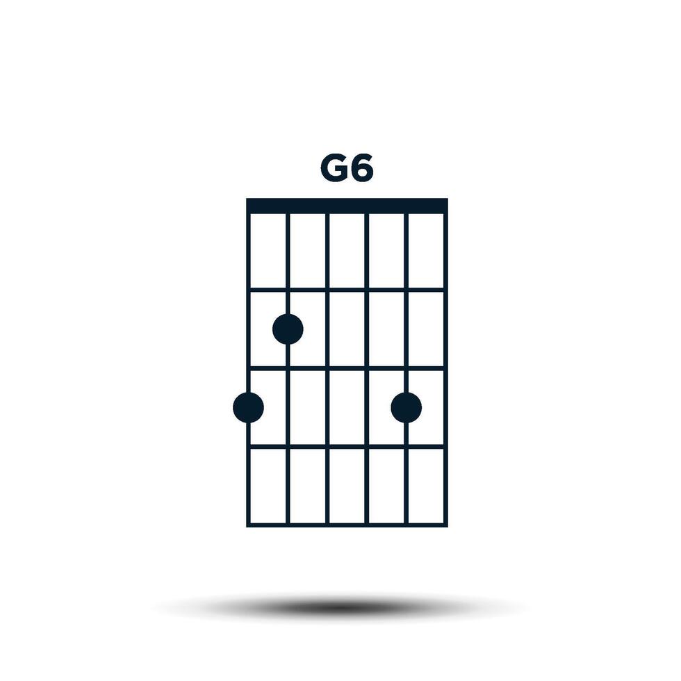 g6, Basic Gitarre Akkord Diagramm Symbol Vektor Vorlage