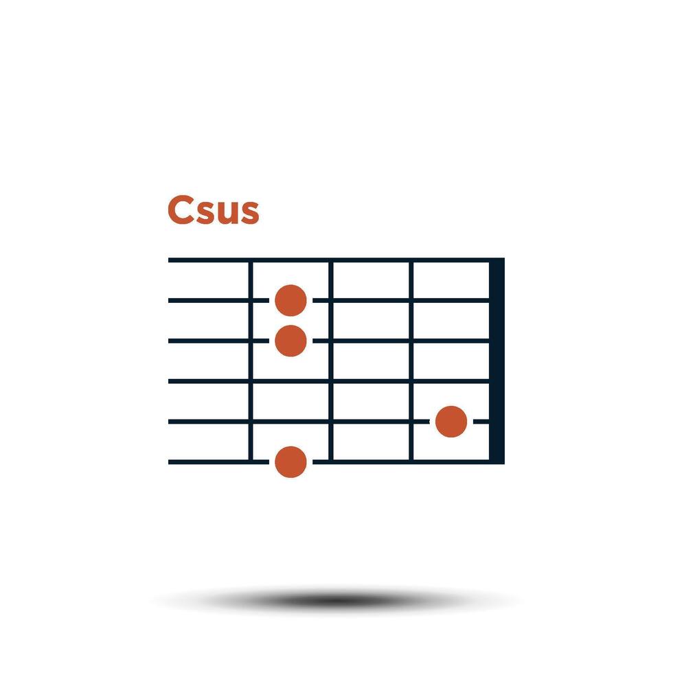 c sus, grundläggande gitarr ackord Diagram ikon vektor mall