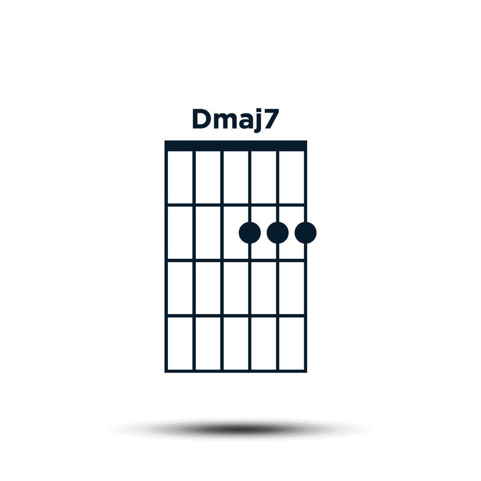 dmaj7, Basic Gitarre Akkord Diagramm Symbol Vektor Vorlage