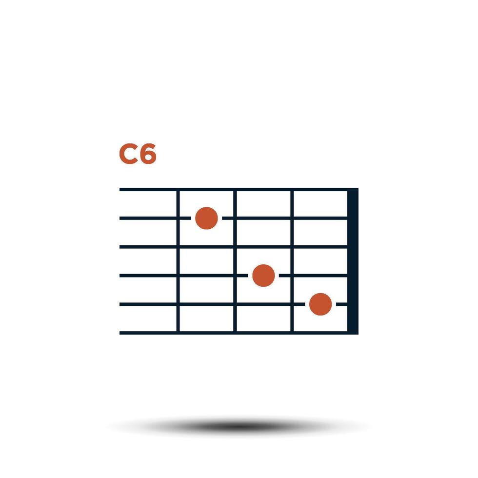 c6, Basic Gitarre Akkord Diagramm Symbol Vektor Vorlage
