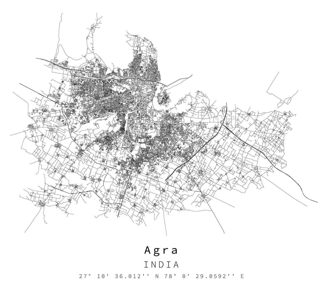 agra, Indien urban detalj gator vägar Karta ,vektor element bild vektor