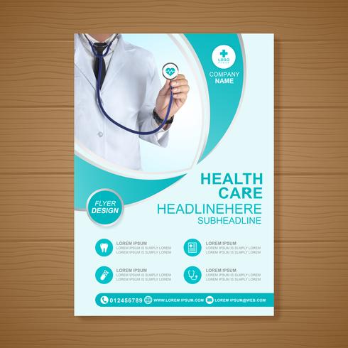Design der Schablone der Gesundheitsfürsorge-Abdeckung a4 für einen Bericht und eine medizinische Broschüre entwerfen, Flieger, Broschürendekoration für den Druck und Darstellungsvektorillustration vektor