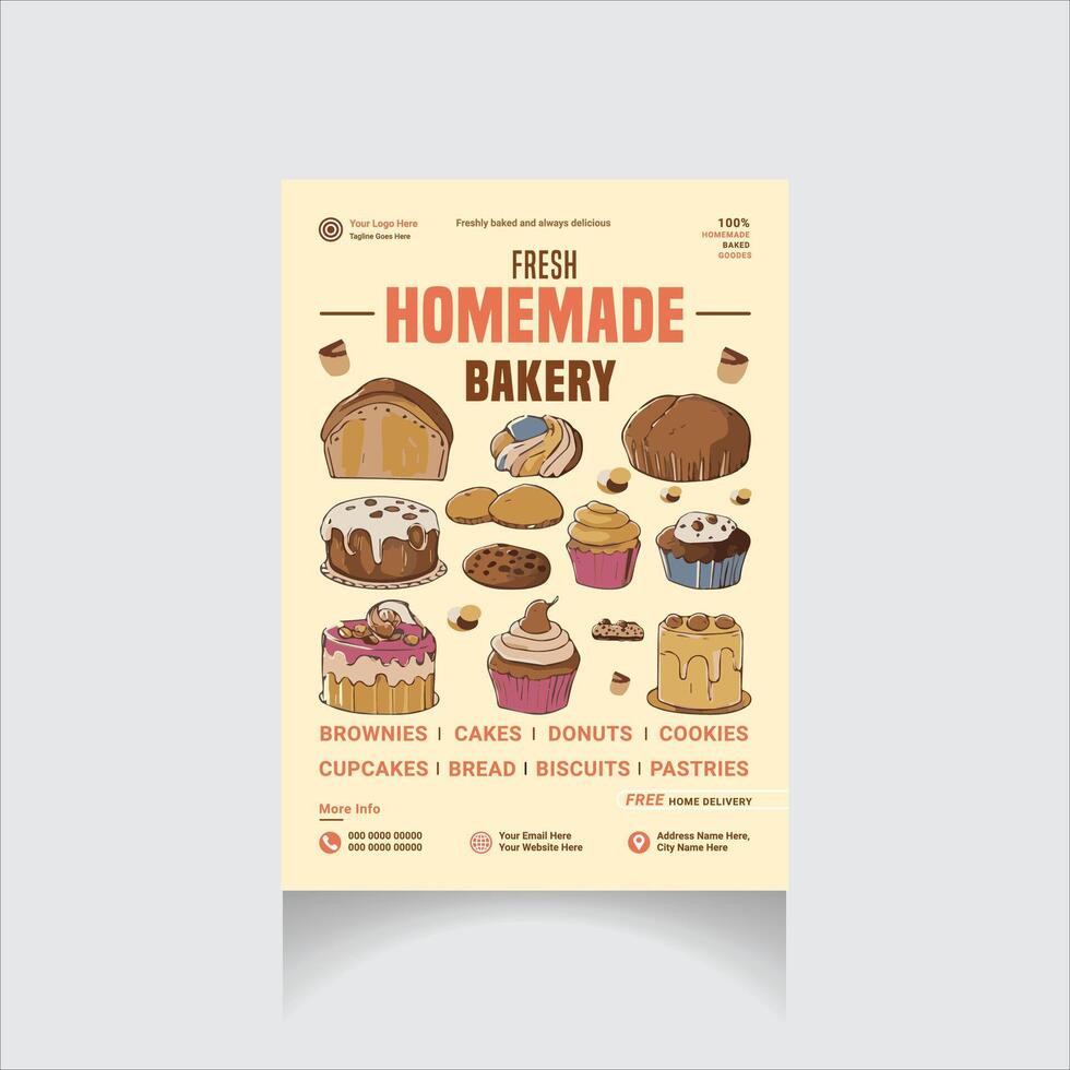 frisch hausgemacht Bäckerei Flyer vektor