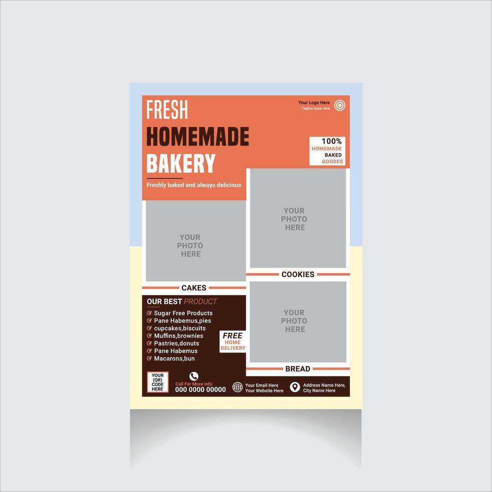 frisch hausgemacht Bäckerei Flyer vektor