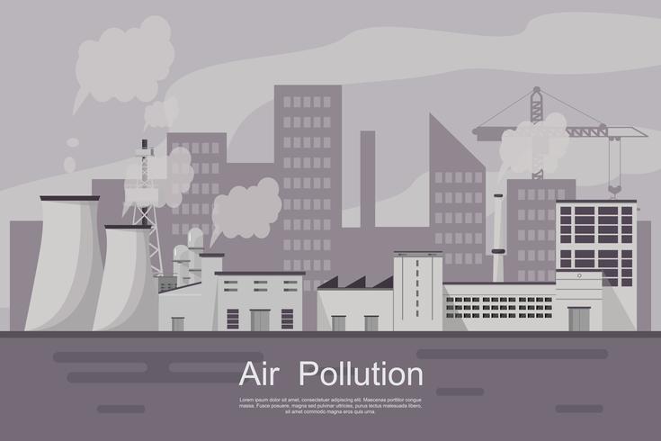 Stadt mit Luftverschmutzung durch Anlage und Rohr schmutzig vektor