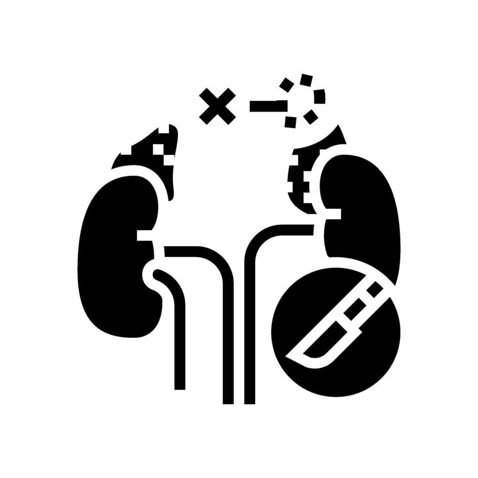 Adrenalektomie Chirurgie Glyphe Symbol Vektor Illustration