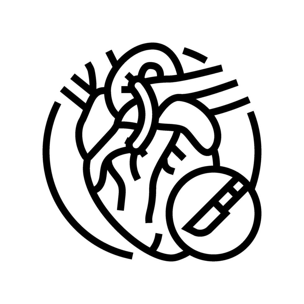 Herz Bypass Chirurgie Linie Symbol Vektor Illustration