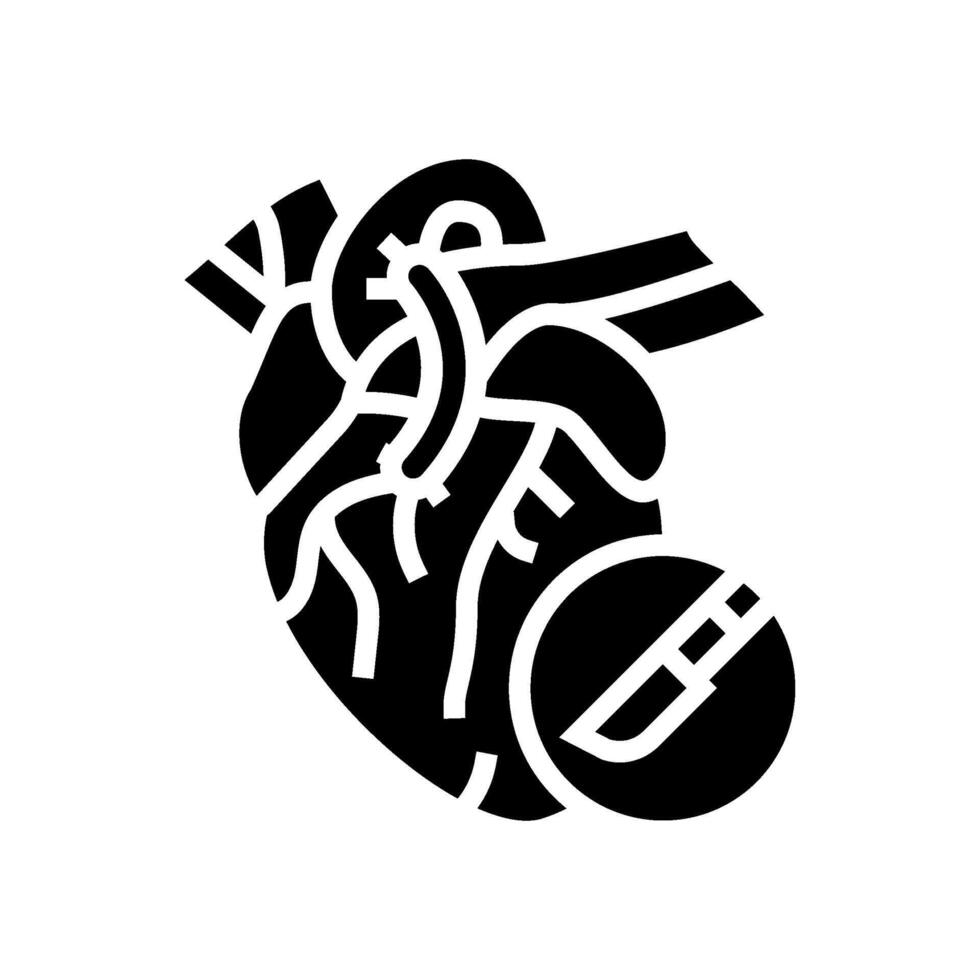 Herz Bypass Chirurgie Glyphe Symbol Vektor Illustration