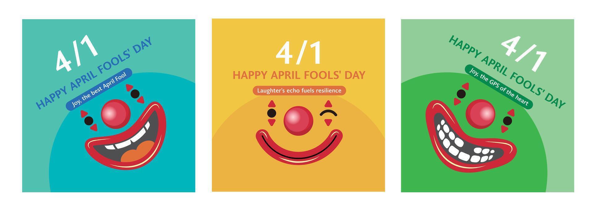 einstellen von April Dummköpfe Tag mit ein süß Clown Emoji zum April Dummköpfe Tag Sozial Medien Post, Karte oder Banner Vorlage Design vektor