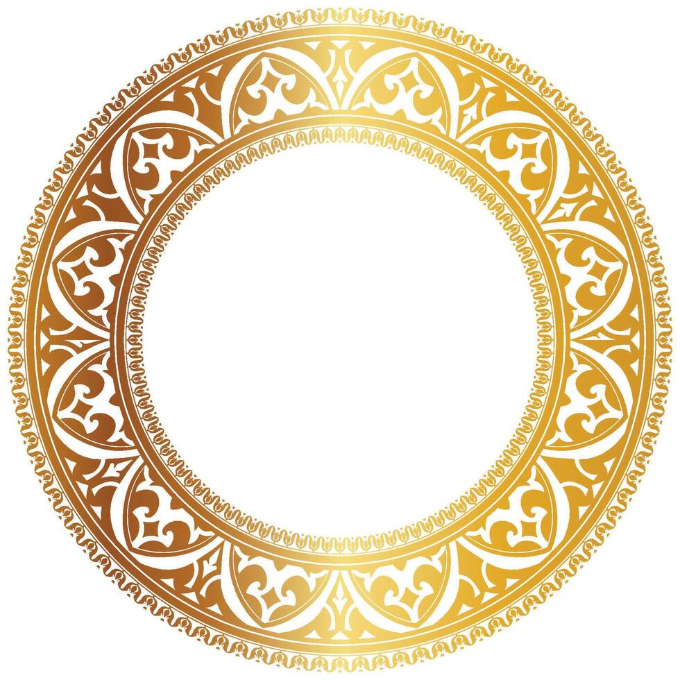aztekisch golden Kreis Rahmen von krumm Blätter. nahtlos mit Haken oder Fäden. ähnlich zu das griechisch Tastatur ebenfalls namens Stieffred Design oder xicalcoliuhqui vektor