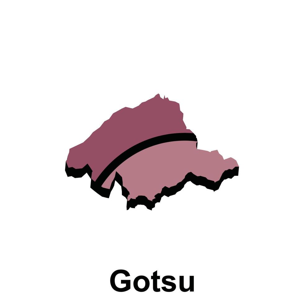 stad av gotsu Karta med namn av gotsu, Karta av japan illustration design mall vektor