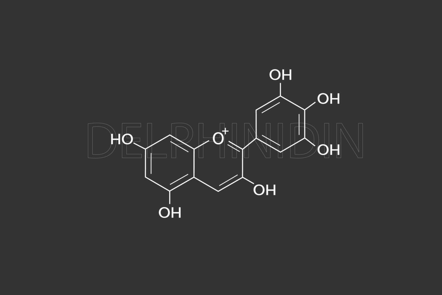 delfinidin molekyl skelett- kemisk formel vektor