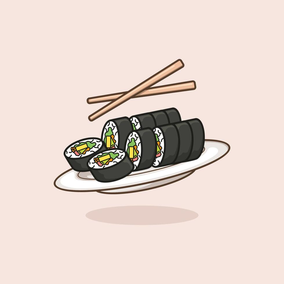 süß Karikatur gimbabwe. Koreanisch Essen vektor
