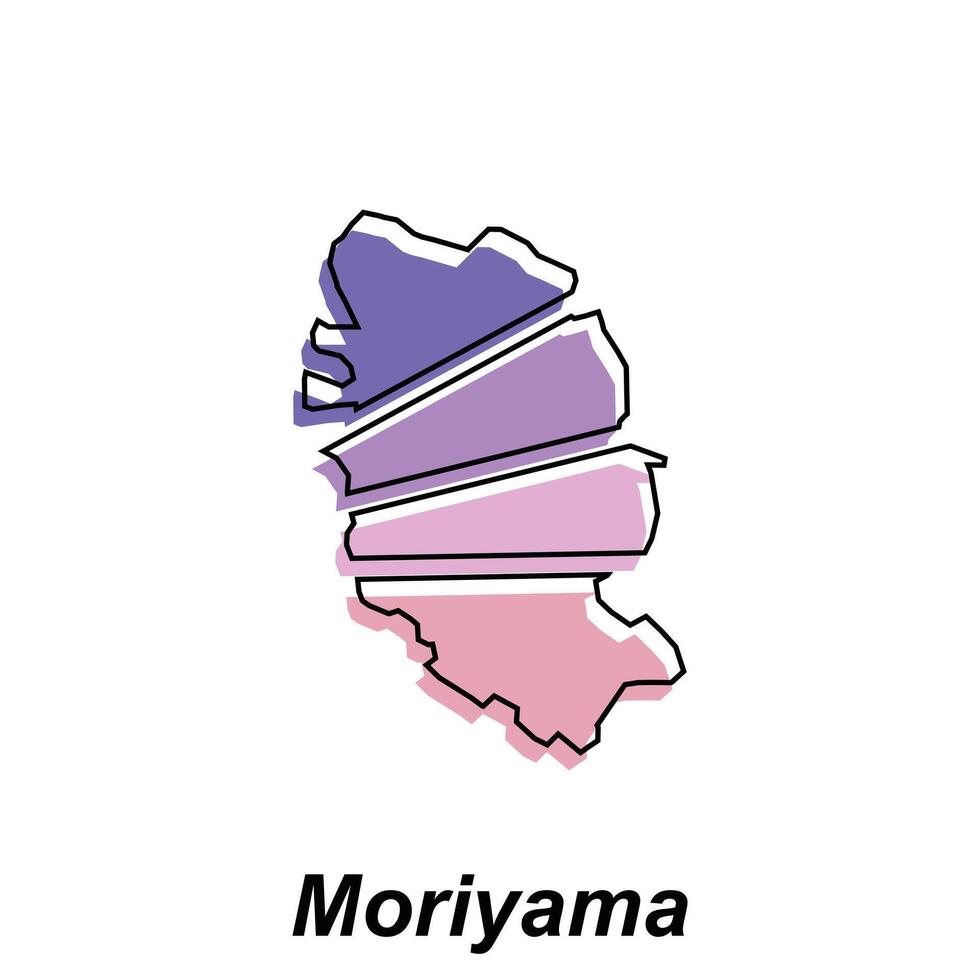 Japan Welt Karte mit Namen Stadt von Moriyama, Karte bunt Design Vorlage vektor