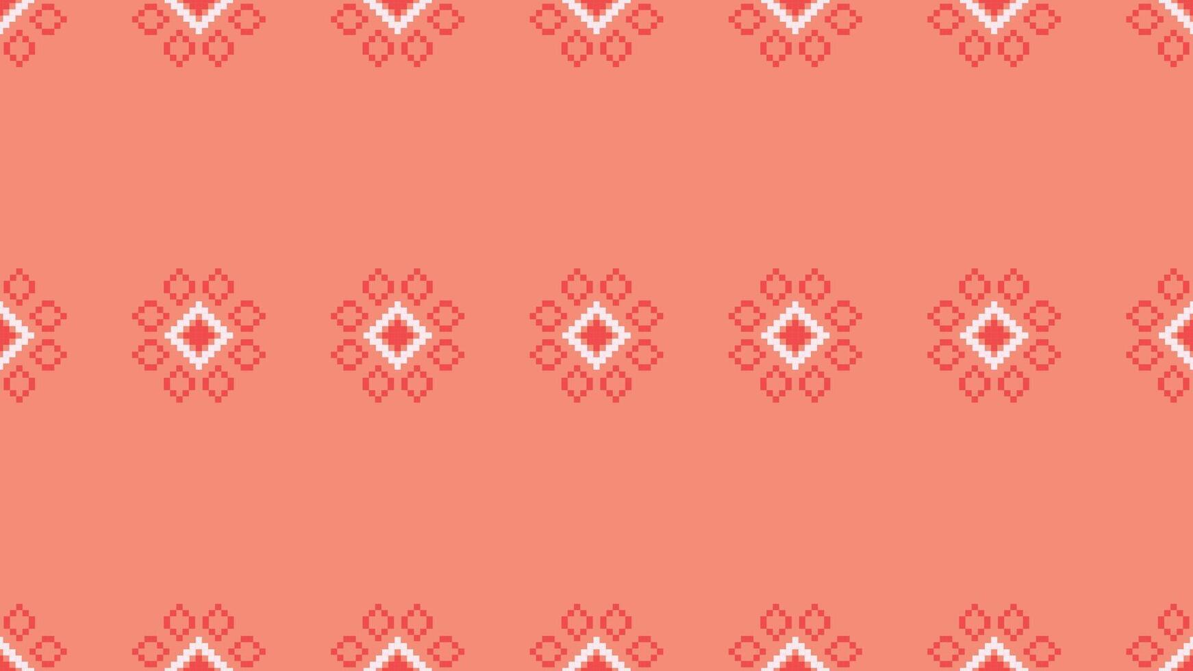 ethnisch geometrisch Stoff Muster Kreuz Stich.ikat Stickerei ethnisch orientalisch Pixel Muster Rose Rosa Gold Hintergrund. abstrakt, vektor, illustration. Textur, Kleidung, Schal, Dekoration, Seide Hintergrund. vektor