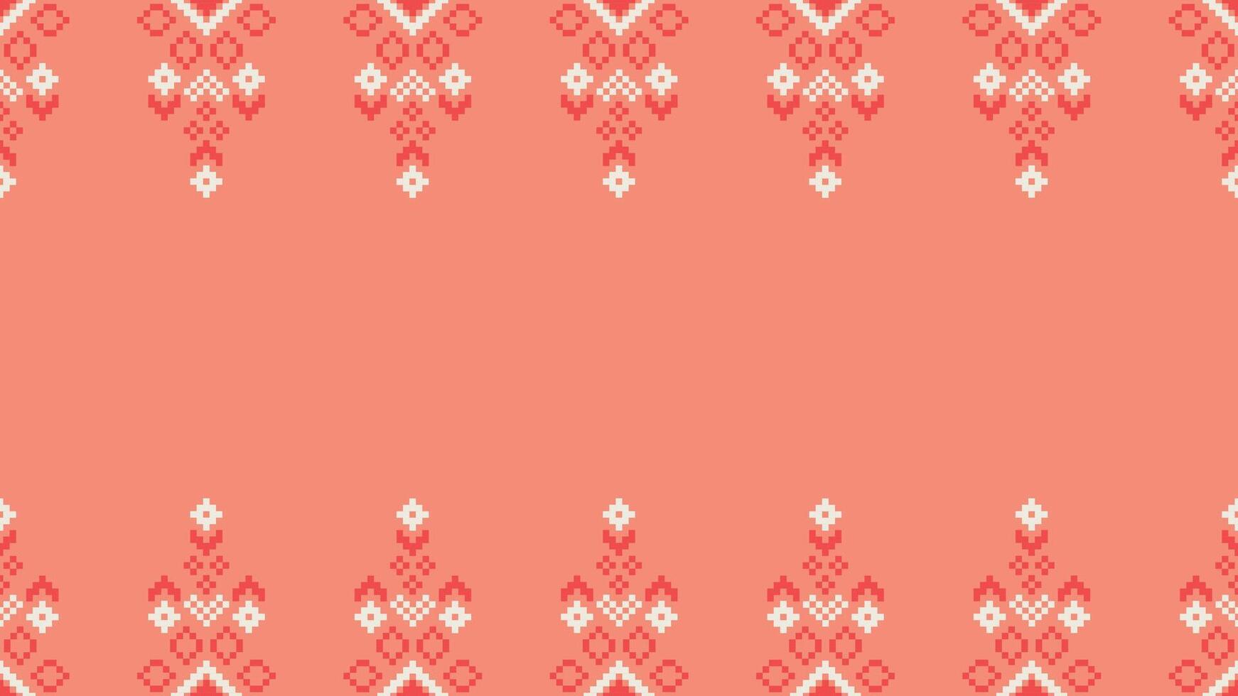 ethnisch geometrisch Stoff Muster Kreuz Stich.ikat Stickerei ethnisch orientalisch Pixel Muster Rose Rosa Gold Hintergrund. abstrakt, vektor, illustration. Textur, Kleidung, Schal, Dekoration, Seide Hintergrund. vektor