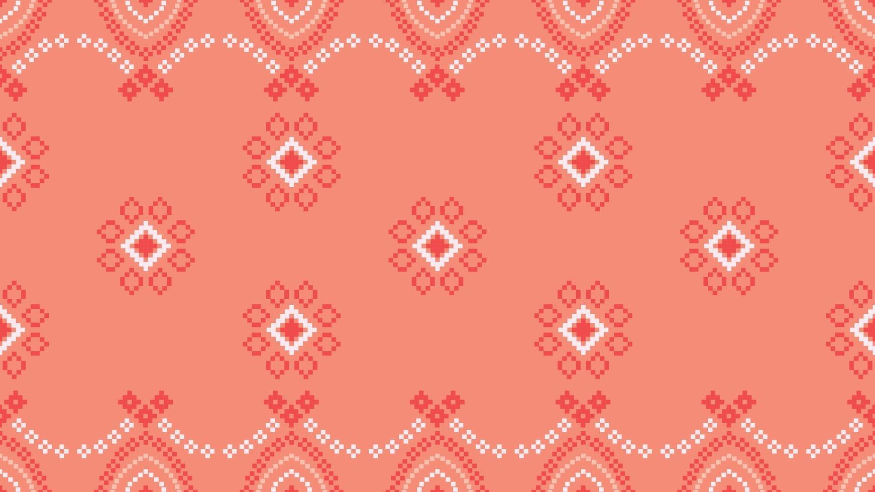 ethnisch geometrisch Stoff Muster Kreuz Stich.ikat Stickerei ethnisch orientalisch Pixel Muster Rose Rosa Gold Hintergrund. abstrakt, vektor, illustration. Textur, Kleidung, Schal, Dekoration, Seide Hintergrund. vektor