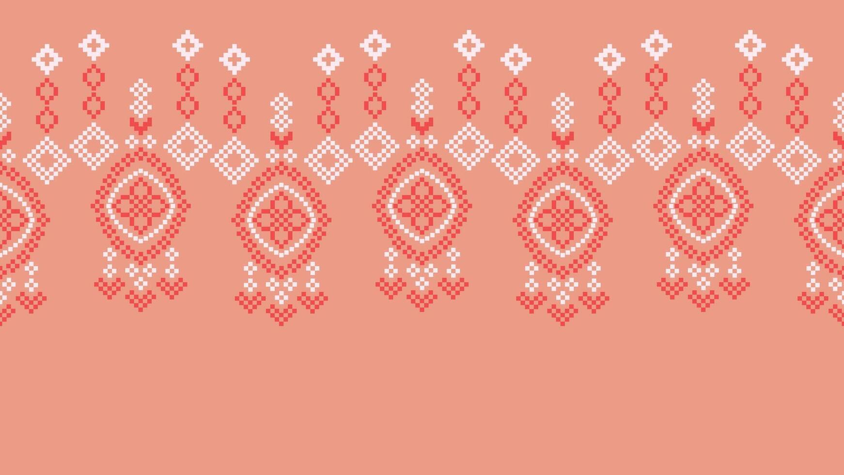 etnisk geometrisk tyg mönster korsa stitch.ikat broderi etnisk orientalisk pixel mönster reste sig rosa guld bakgrund. abstrakt, vektor, illustration. textur, kläder, halsduk, dekoration, siden tapet. vektor