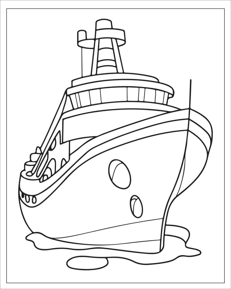 pirat fartyg färg sidor, fartyg vektor, svart och vit fartyg illustration vektor