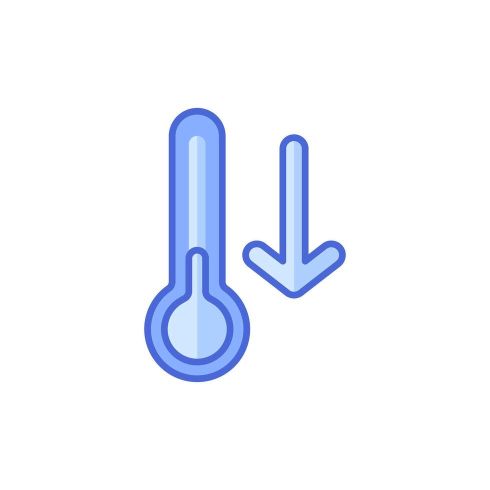 Vektor Symbol Temperatur unten, tief Thermometer Temperatur , auf Weiß Hintergrund. Symbol isoliert auf Weiß Hintergrund, geeignet zum Webseiten, Blogs, Logos, Grafik Design, Sozial Medien, ui, Handy, Mobiltelefon Anwendungen.