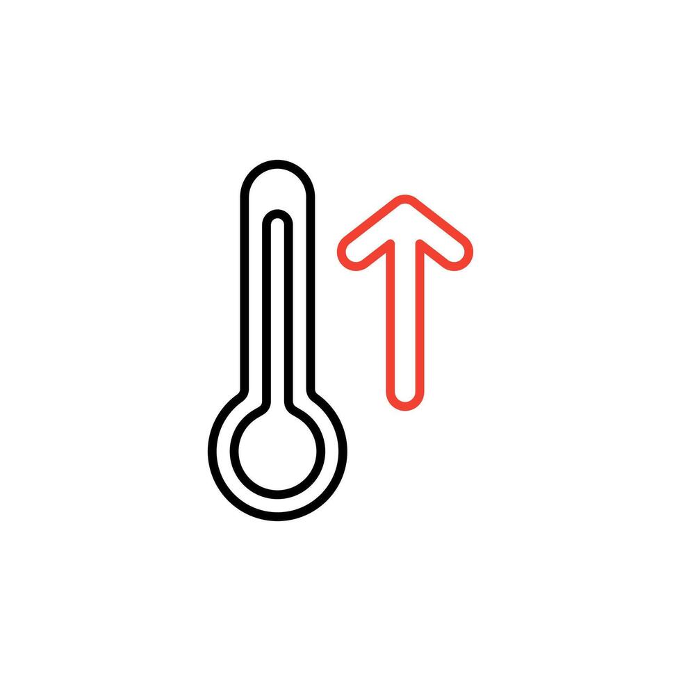 Vektor Symbol Temperatur erhöhen, hoch Temperatur, auf Weiß Hintergrund. Symbol isoliert auf Weiß Hintergrund, geeignet zum Webseiten, Blogs, Logos, Grafik Design, Sozial Medien, ui, Handy, Mobiltelefon Anwendungen.