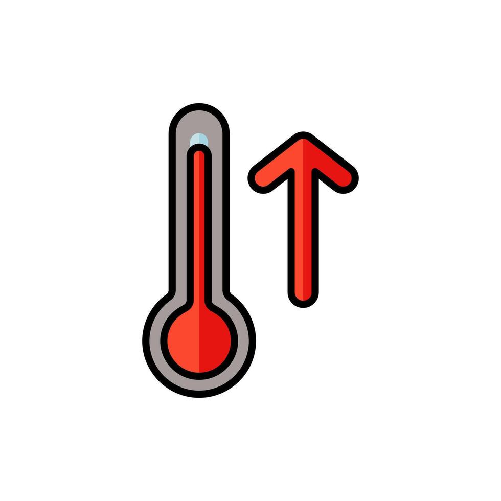 Vektor Symbol Temperatur erhöhen, hoch Temperatur, auf Weiß Hintergrund. Symbol isoliert auf Weiß Hintergrund, geeignet zum Webseiten, Blogs, Logos, Grafik Design, Sozial Medien, ui, Handy, Mobiltelefon Anwendungen.