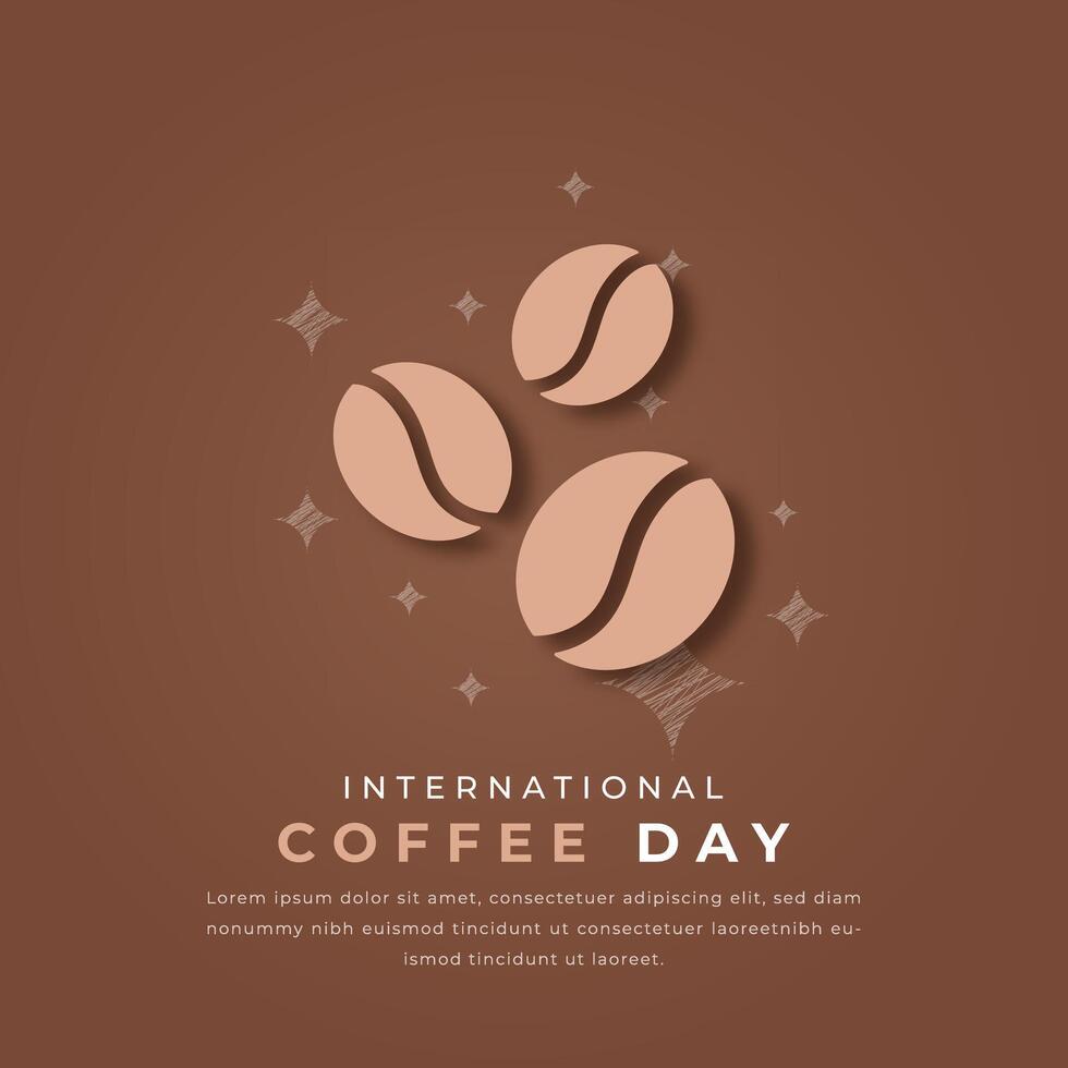 internationell kaffe dag papper skära stil vektor design illustration för bakgrund, affisch, baner, reklam, hälsning kort
