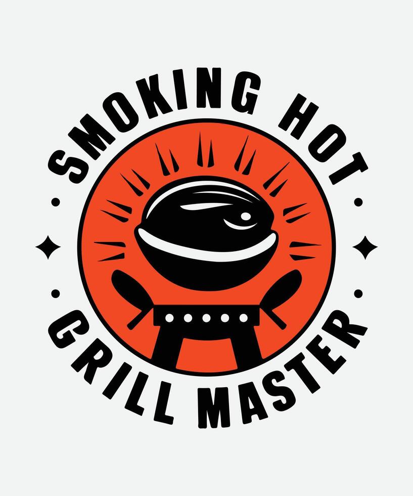 ai genererad rökning varm grill bemästra bbq t-shirt design vektor