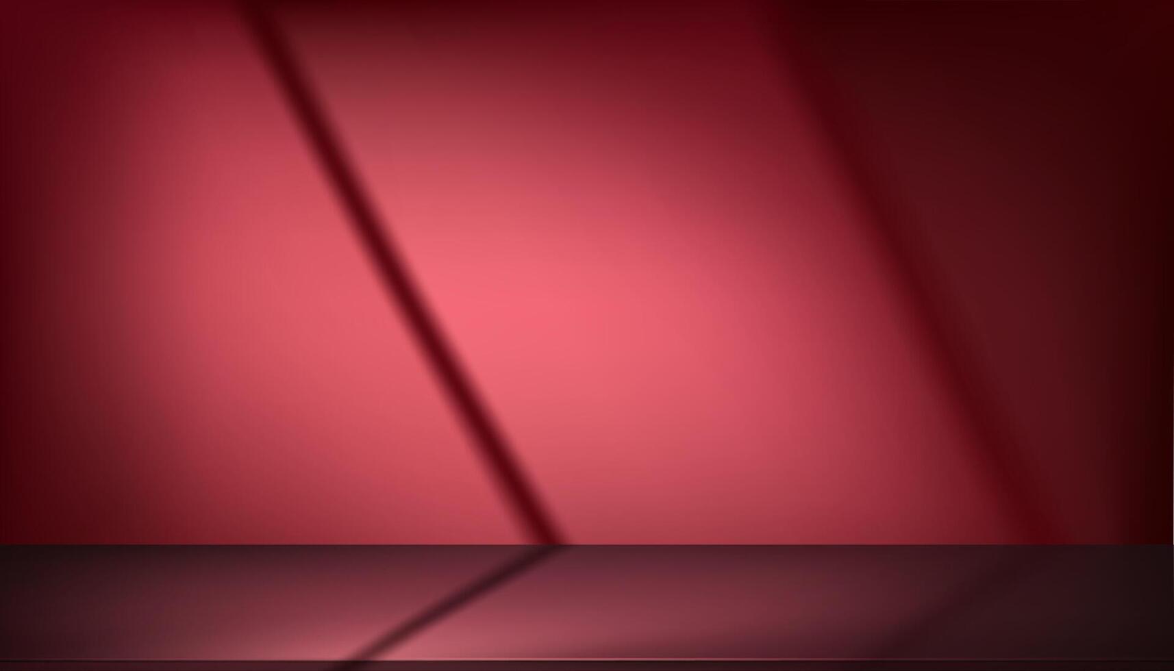 röd bakgrund studio väggrum med ljus, skugga reflexion på metallisk rostfri stål disken topp för produkt presentation.vector 3d vinröd bakgrund kök visa aluminium metall tabell topp vektor