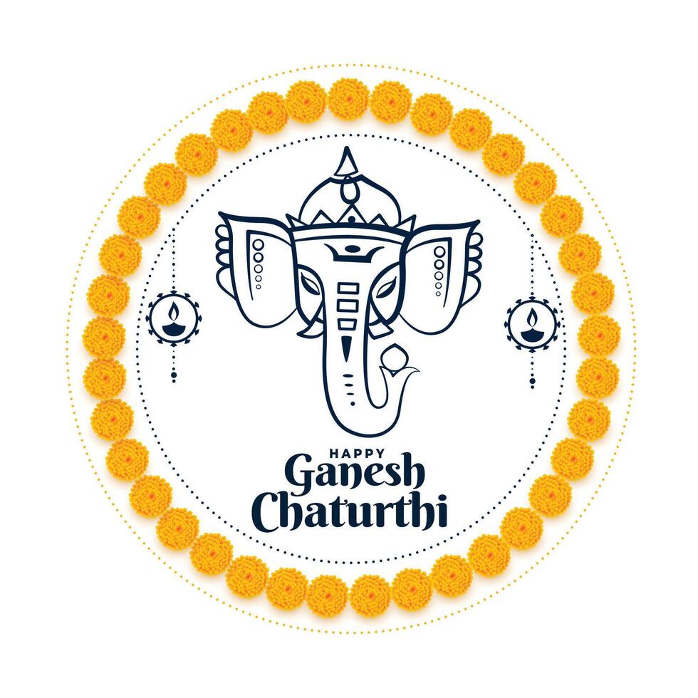 herre ganesh chaturthi indisk festival lyckönskningar kort design vektor