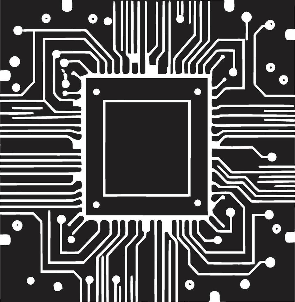 Chip-Canvas-Kunst ausdrucksvoll ikonisch Vektor Design Elektrofluss kunstvoll emblematisch Chip Visualisierung