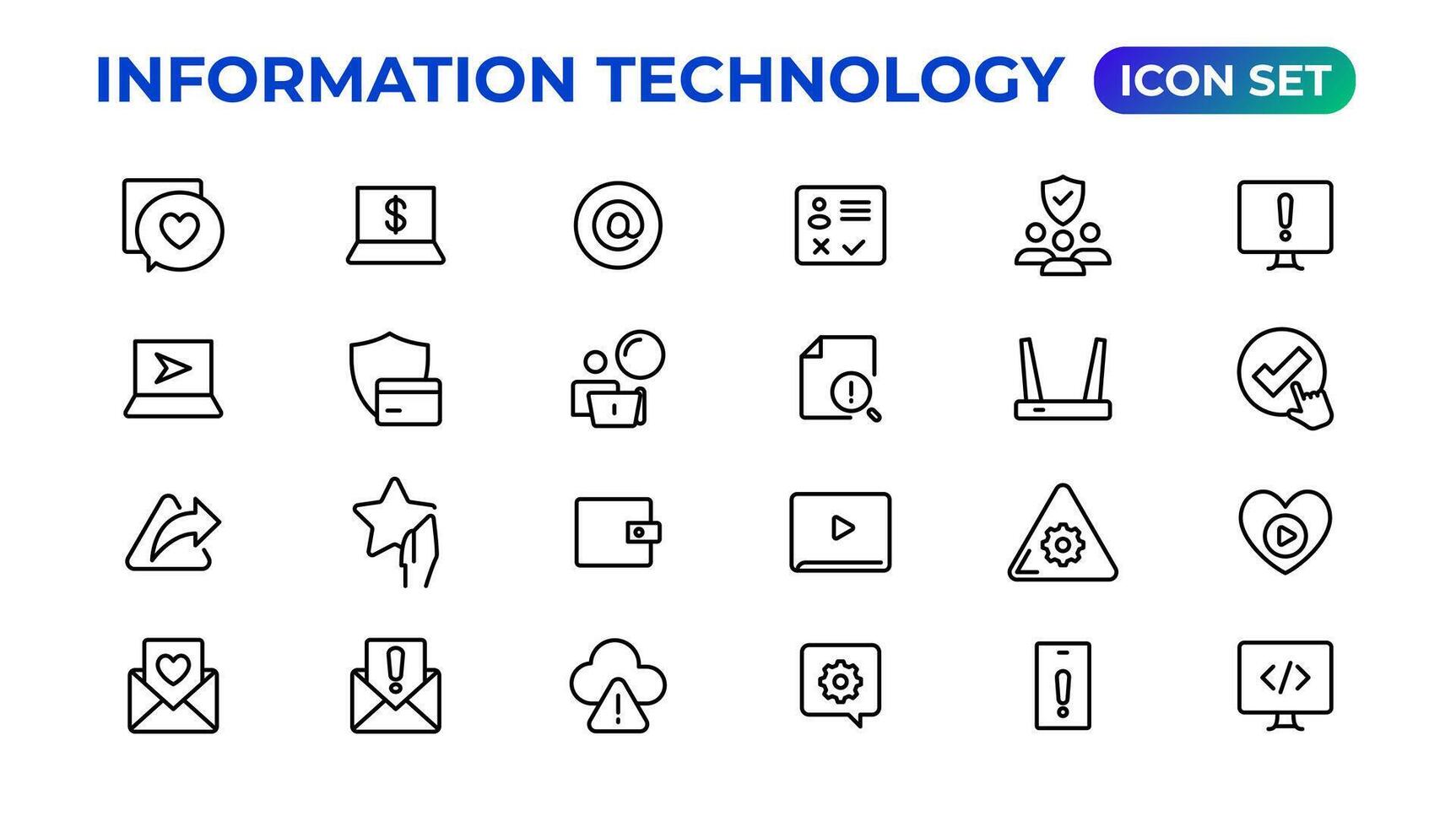 information teknologi linjär ikoner collection.outline ikon. vektor