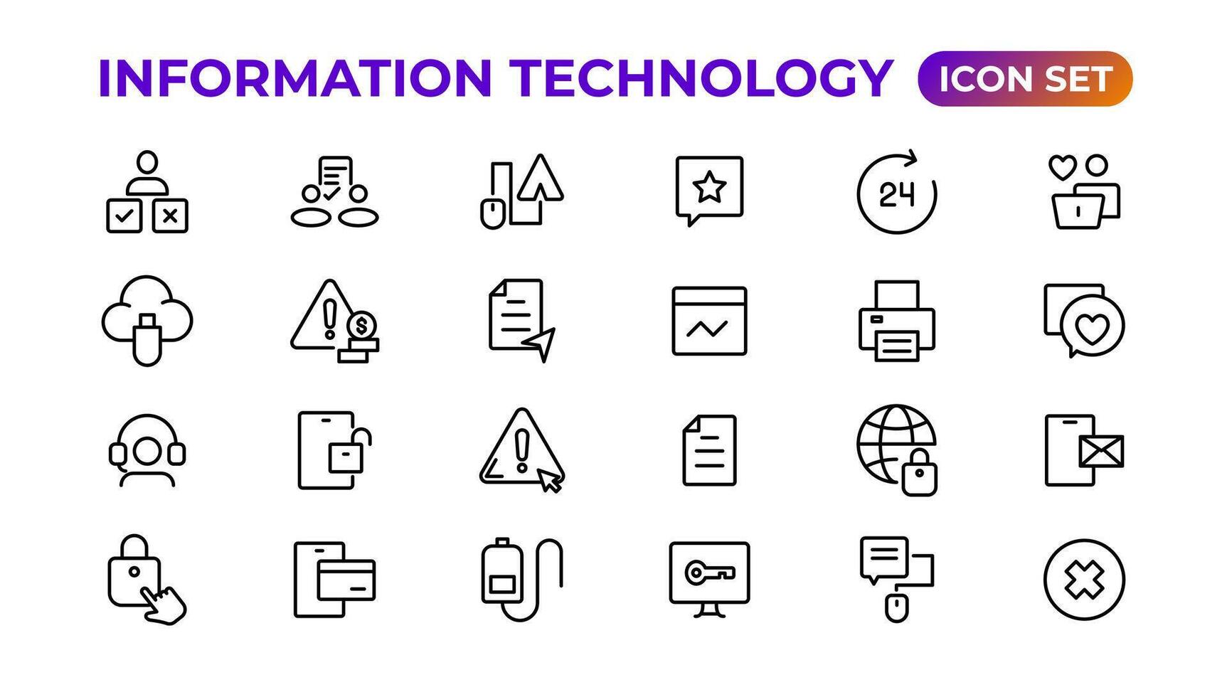 information teknologi linjär ikoner collection.outline ikon. vektor