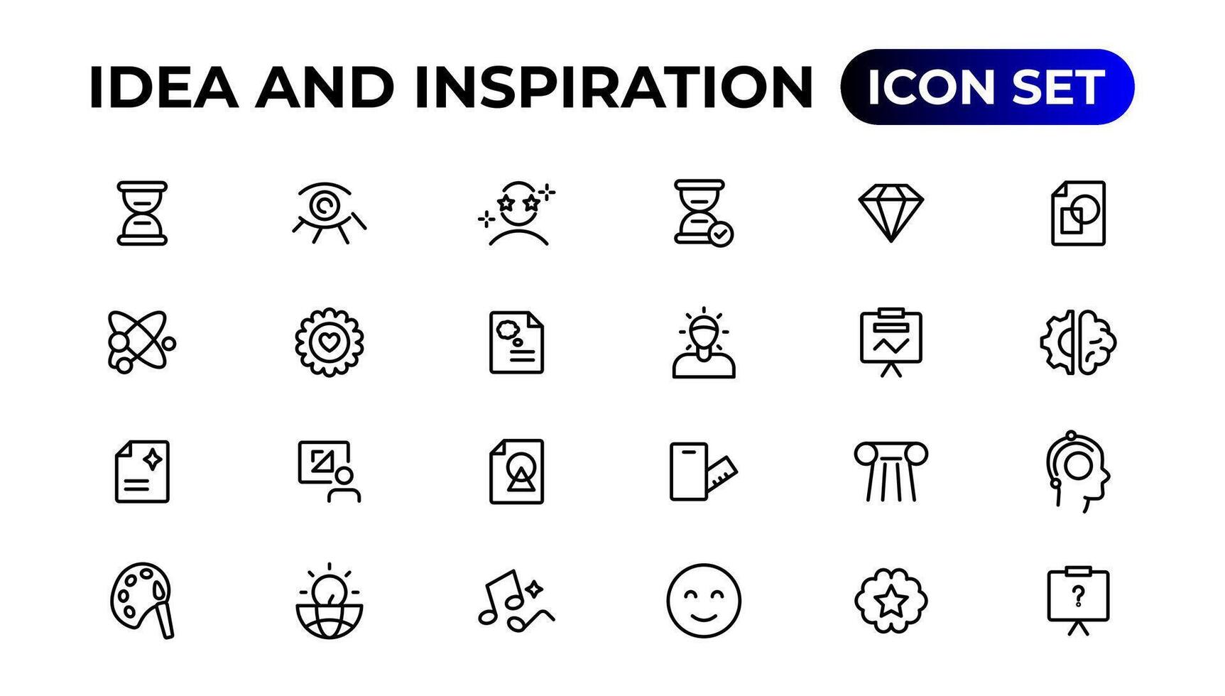 aning och inspiration översikt ikoner collection.outline ikon. vektor